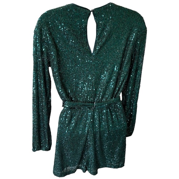 Midnight Doll Women's Surplice V-Neck Sequin Romper size Small - Picture 4 of 6